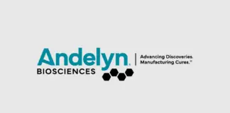 Korea-US to Expand Life-Changing Gene Therapy Manufacturing Andelyn Biosciences logo on a light gray background, teal 'Andelyn' with black 'BIOSCIENCES' and hexagon icons to the right.